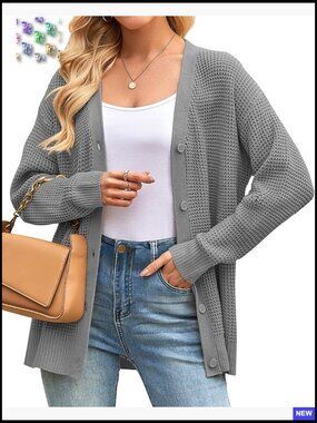 Oversized Cardigan Sweater Cozy Knit Button Down Long Sleeve Chic Casual